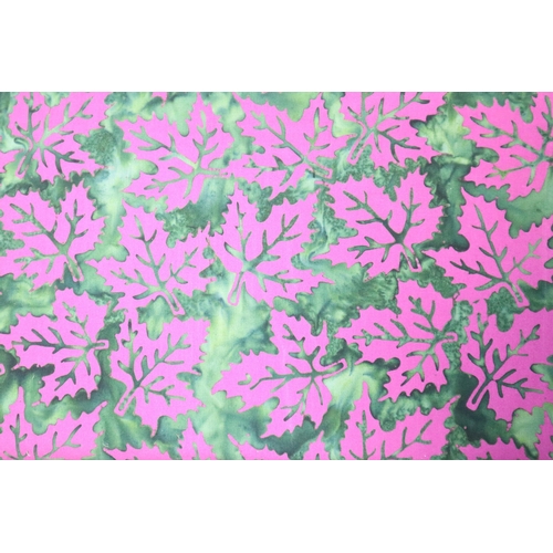 724 - Three Reems of Quality Material to include approx 17ft of Purple and Green Leaf pattern, approx 12ft... 