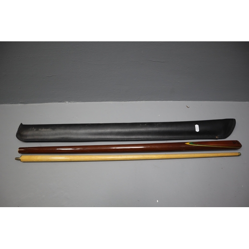 686 - Riley two piece snooker cue in leather case