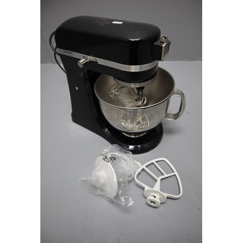 626 - A Grundig Premium Line Black and Chrome Food Mixer, With Attachments. Powers On When Tested