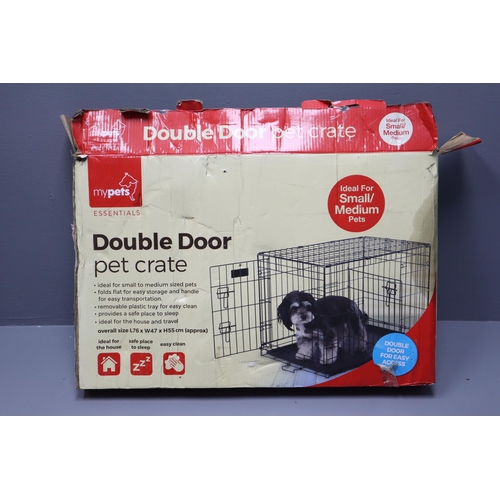 703 - My pets Essentials double door pet crate (as found)