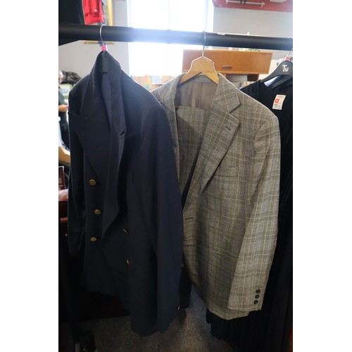 650 - Rail of Mixed Quality Clothing to include Two Mens Suit, Ladies jackets, Ladies, Dresses and more (r... 