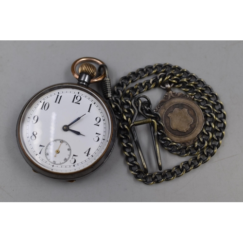 49 - Omega Pocket Watch in Gun Metal with a 7 Jewel Movement as Issued to Railway Workers etc Comes with ... 