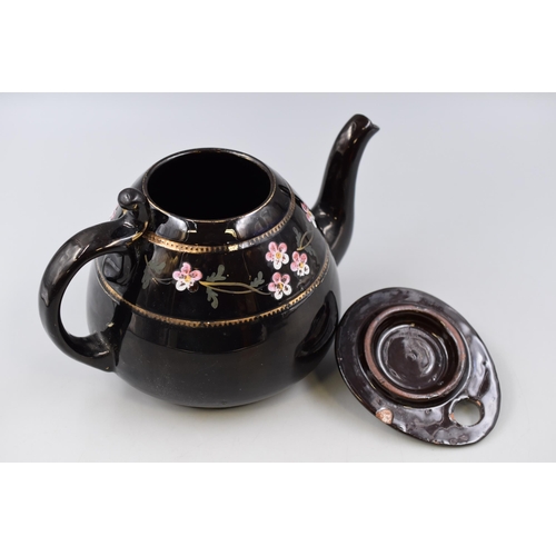 326 - Victorian Jackfield Hand Painted Teapot