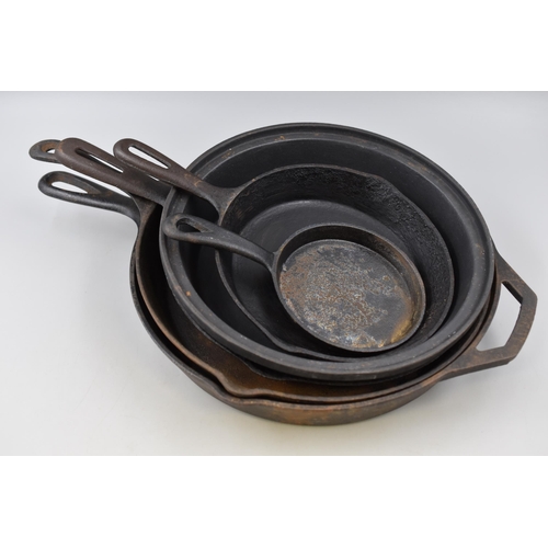 420 - Collection of Six Vintage Cast iron Skillet Pans