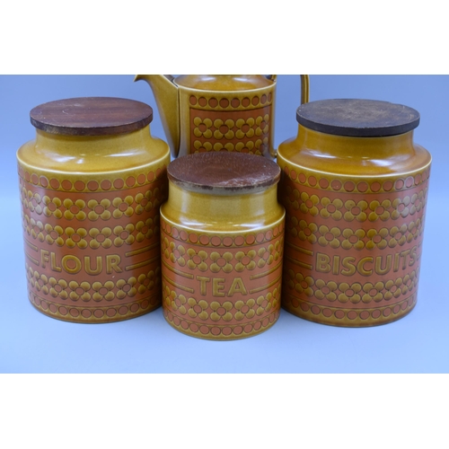 435 - Six Mid Century Hornsea Saffron Storage Jars including Biscuits and Flour (Largest 8