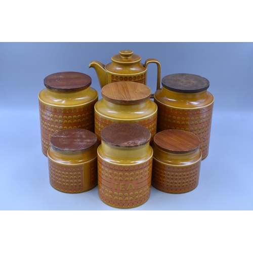 435 - Six Mid Century Hornsea Saffron Storage Jars including Biscuits and Flour (Largest 8