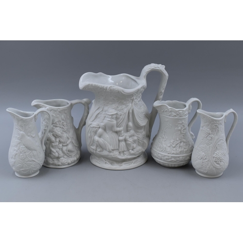 436 - A Selection of Eight Portmeirion Parian Ware Jugs, With Portmeirion British Heritage Jug