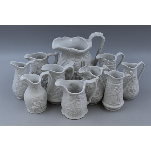 436 - A Selection of Eight Portmeirion Parian Ware Jugs, With Portmeirion British Heritage Jug