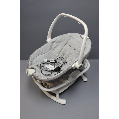 664 - Joie Sansa 2-in-1 Baby Swing and Rocker in grey and white with mains lead working when tested