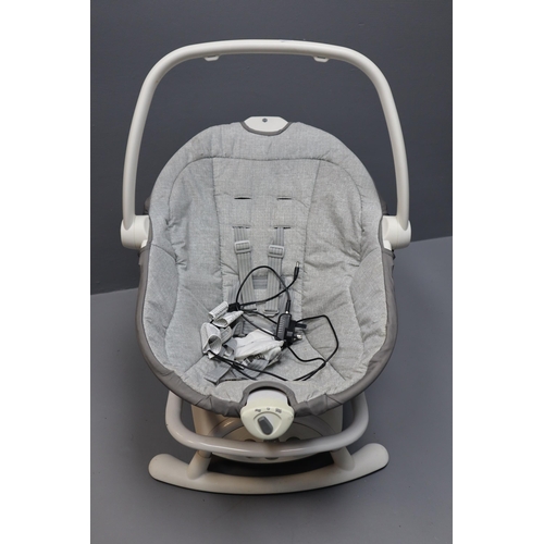 664 - Joie Sansa 2-in-1 Baby Swing and Rocker in grey and white with mains lead working when tested