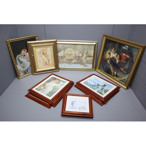 668 - Mixed Lot of Various different Prints to include Four Frederick Morgan Prints in Matching Framed and... 