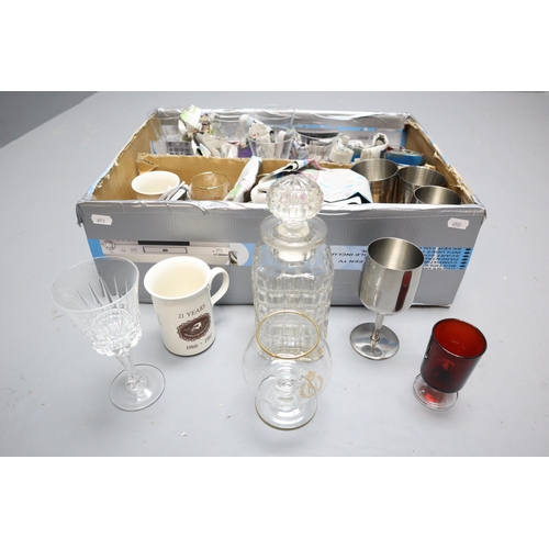 915 - Selection of Glassware including Napoleon Gold Rimmed Brandy Glasses, Decanter, Wine Glasses and Ste... 