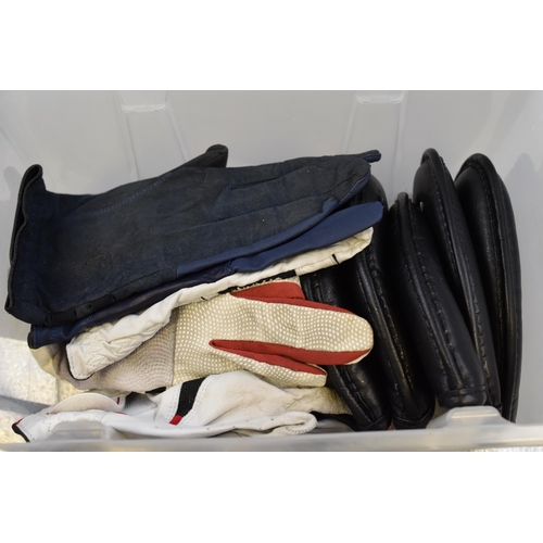 916 - 3-9 iron, s/w, p/w, a/w, x2 l/w golf club covers and five pairs of golfing gloves and a Breitling ca... 