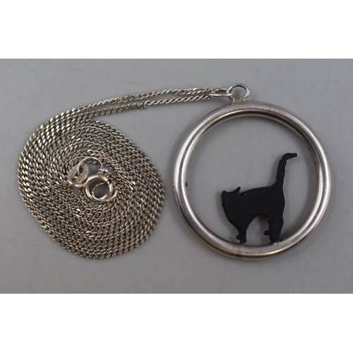 1 - Silver 925 Black Cat Pendant Necklace