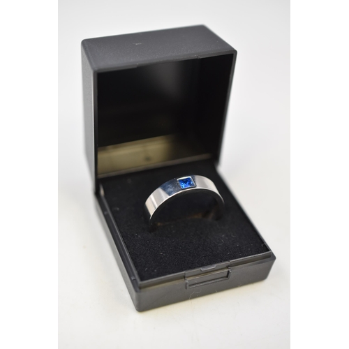 19 - Titanium Blue Stone Band Ring Size U Complete with Presentation Box (4.2 grams)