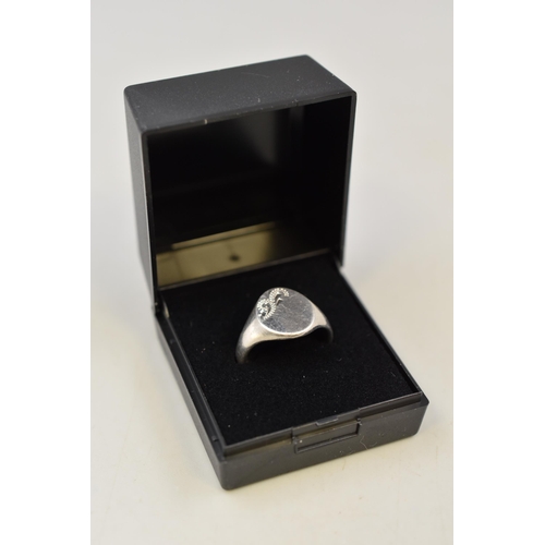 25 - Hallmarked Silver Signet Ring Complete with Presentation Box