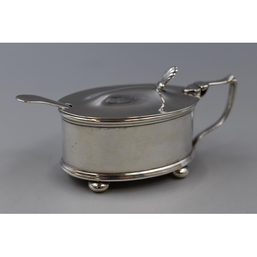 32 - Hallmarked Silver Condiment Pot with Silver Spoon (No Liner)