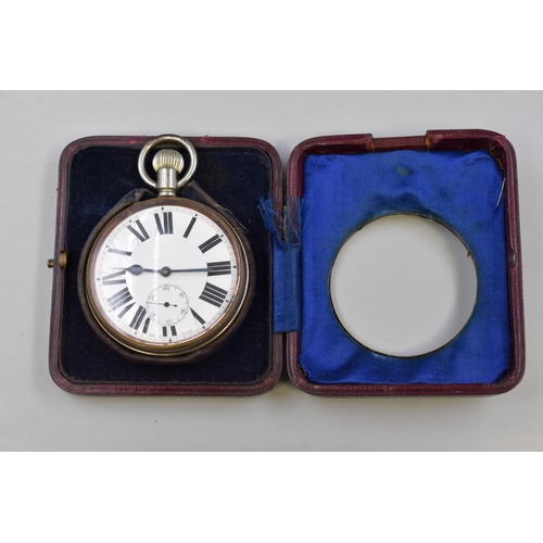 42 - Hallmarked Chester Silver Pocket Watch Case Containing Swiss Made Pocket Watch (Works Intermittently... 