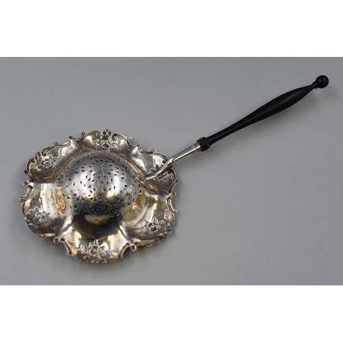 47 - Hallmarked Silver 925 Ebony Handled Tea Strainer