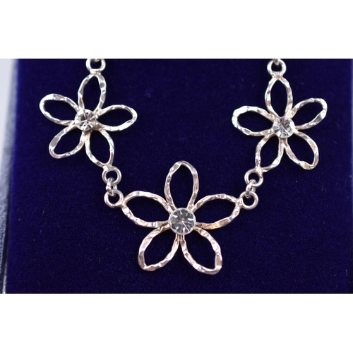 56 - Silver 925 Flower Pendant Necklace Complete with Presentation Box