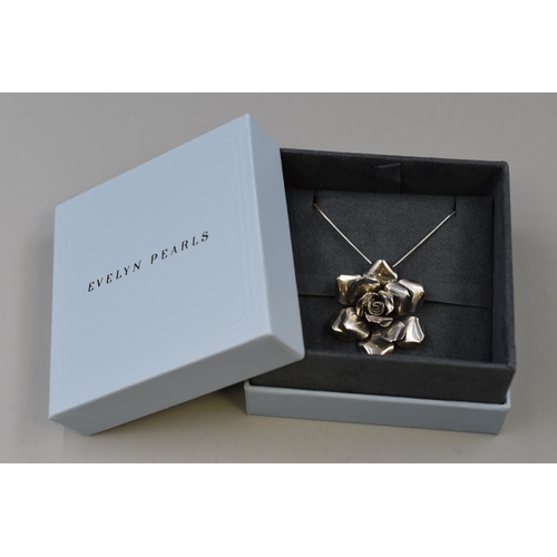 57 - Silver 925 Flower Pendant Necklace Complete with Presentation Box