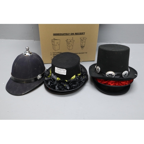 976 - A Selection of Various Novelty Hats, Ideal For Fancy Dress. Includes Police, Fireman, Guinness Top H... 