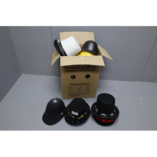 976 - A Selection of Various Novelty Hats, Ideal For Fancy Dress. Includes Police, Fireman, Guinness Top H... 