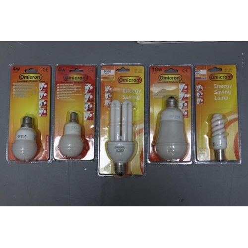 978 - Omicron lightbulbs, OMC 9944 4w x 18, OMC 9941 4w x4. OMC 9226/46370 x10 26w, OMC 9618 11w x6, OMC 1... 