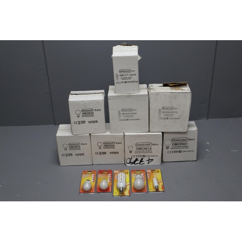 978 - Omicron lightbulbs, OMC 9944 4w x 18, OMC 9941 4w x4. OMC 9226/46370 x10 26w, OMC 9618 11w x6, OMC 1... 