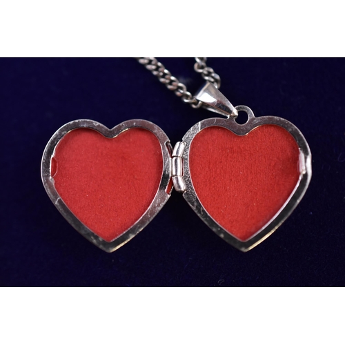 65 - Silver 925 Heart Locket on Chain Complete with Presentation Box