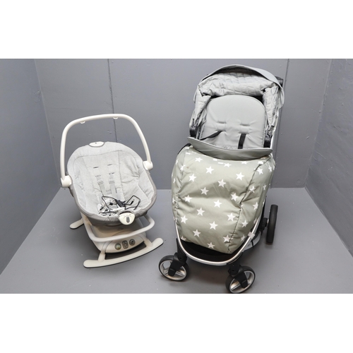 979 - MY BABIES Folding Stroller with Accessories and a Joie Sansa 2 in 1 Baby Swing and Rocker (mains lea... 