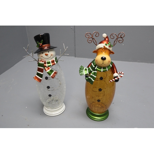 980 - Moose and Snowman with LED lights and a box of christmas items