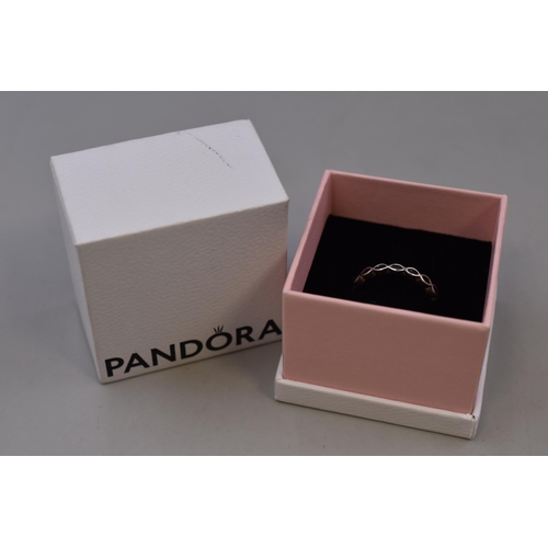 70 - Pandora silver black enamel stackable twist ring O1/2 size