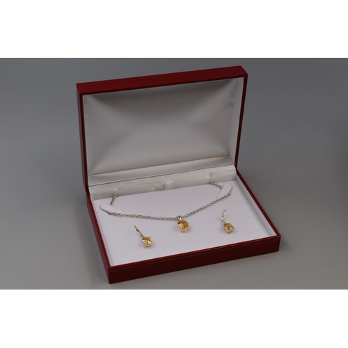 91 - Silver 925 Necklace and Earring Set Complete with Presentation Box