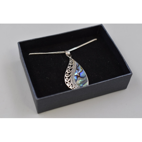 100 - A 925. Silver Paua Shell Pendant Necklace