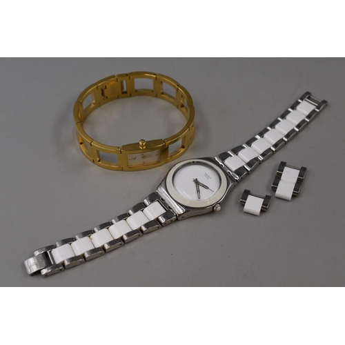 117 - Two Ladies Designer Quartz Watches To Include Swatch Irony, and Calvin Klein