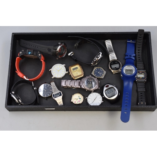 123 - A Selection of Digital and Quartz Watches, For Spares or Repairs