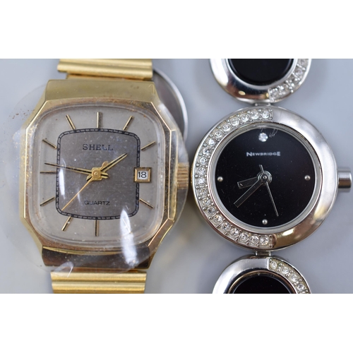 124 - A Gold Tone Shell Quartz Watch, With Newbridge Silverware Watch/Bracelet Set. Both Working and With ... 