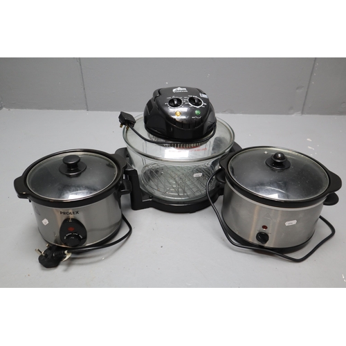 500 - Visicook Halogen Oven and two Slow Cookers including Prolex (All working)