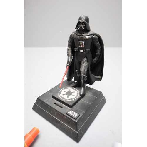 503 - Collection of Star Wars related Items to include a working darth Vader Statue, Two Lightsabers, Walk... 