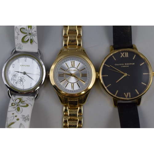 136 - Five Ladies Designer Watches To Include Olivia Burton, Accurist (Requires Attention), Anaii, And Mor... 