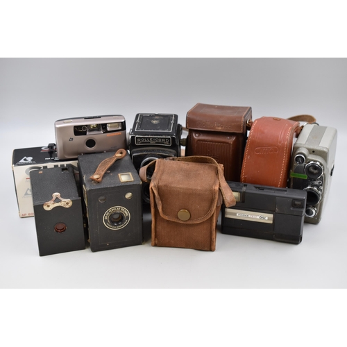 511 - Selection of Vintage Cameras including Rolleicord, Popular Brownie, Cinamatic, Chinon and More