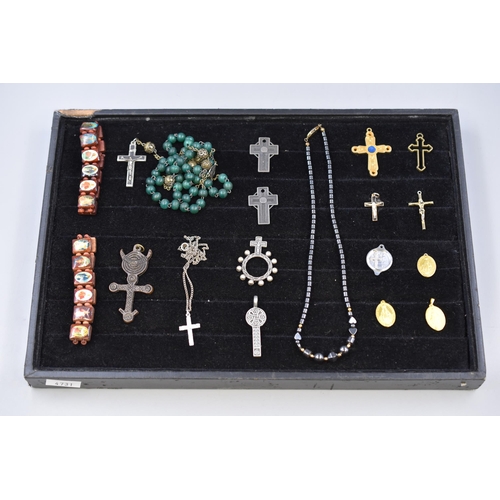 139 - Selection of Religious Pendants, Bracelets, Rosary and More