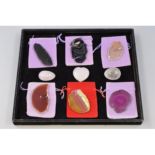 Mixed Collection of Large Natural Gemstone Samples with Storage pouches .