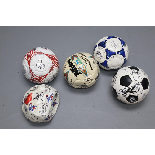 524 - Collection of Five Signed Footballs (unknown Signatures)