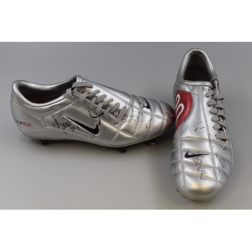 526 - Pair of Signed Nike Air Zoom Total 90111 Football Boots Unknown Signatures possibly Liverpool