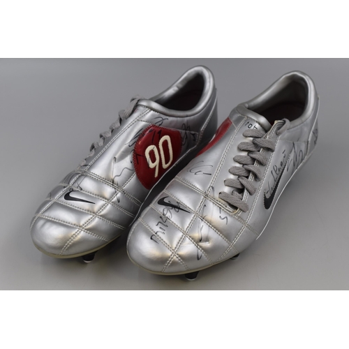 526 - Pair of Signed Nike Air Zoom Total 90111 Football Boots Unknown Signatures possibly Liverpool