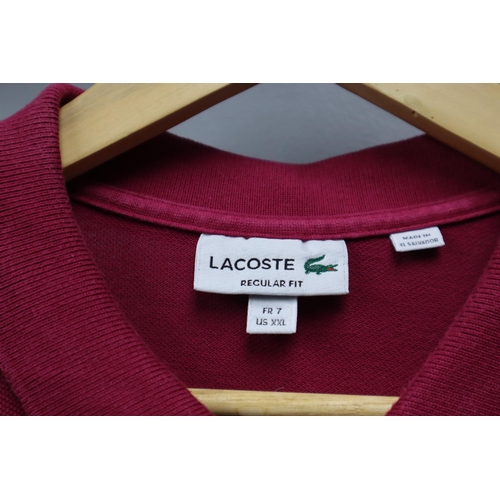 558 - Four designer XXL golf shirts to include Versace, BOSS and Lacoste