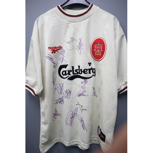 559 - Three Signed Football Shirts to include Liverpool and England Tops (unknown Signatures)