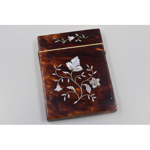 179 - Tortoise Shell Card Case with Mother of Pearl Inlay